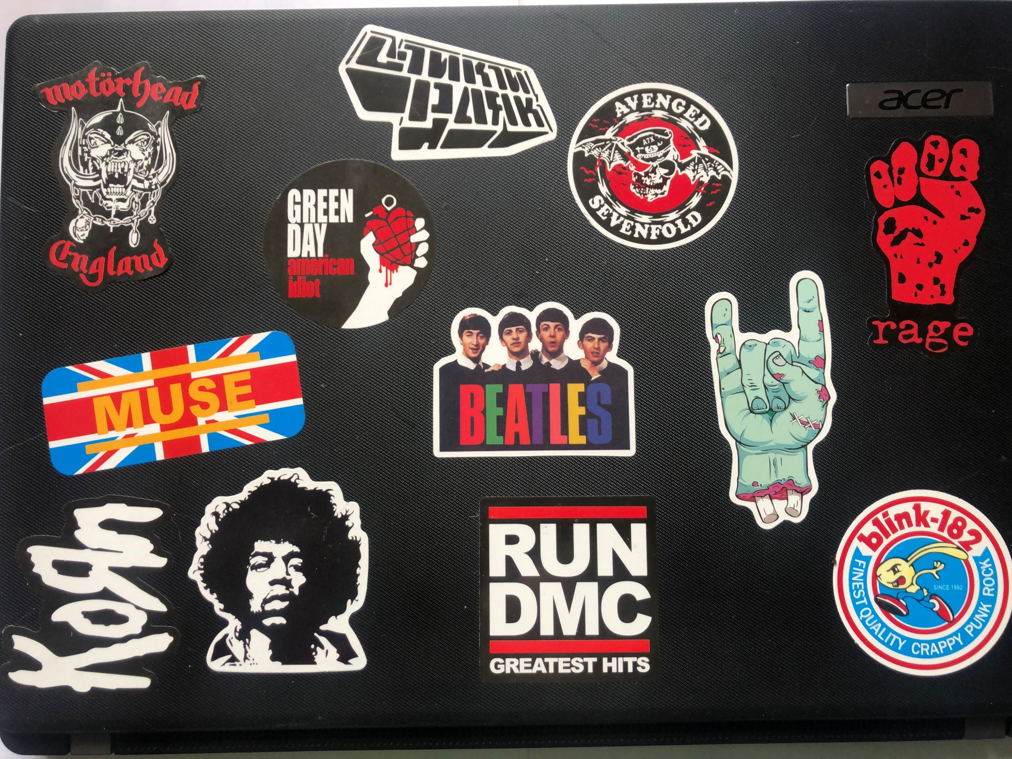 DJ equipment case with music stickers